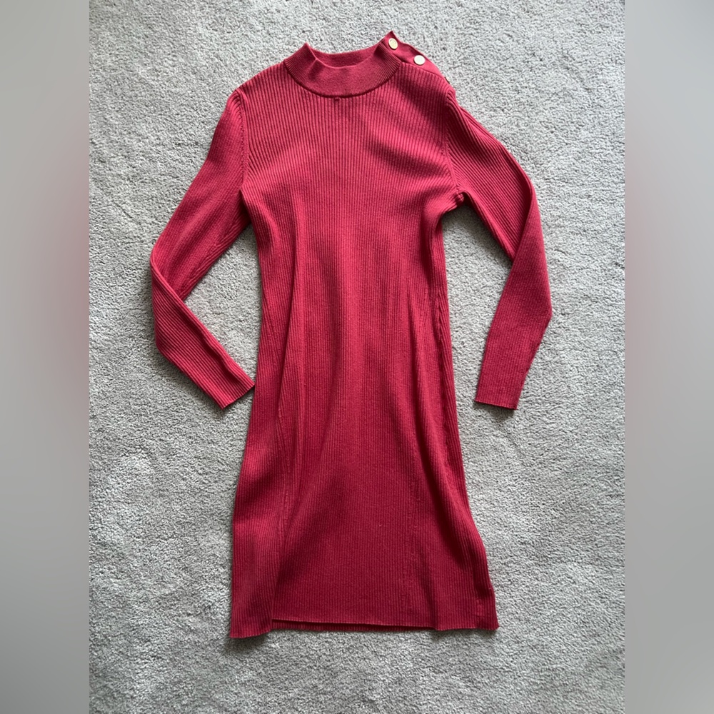 Talbots Women’s L Pink Crew Neck Long Sleeve Sweater Dress